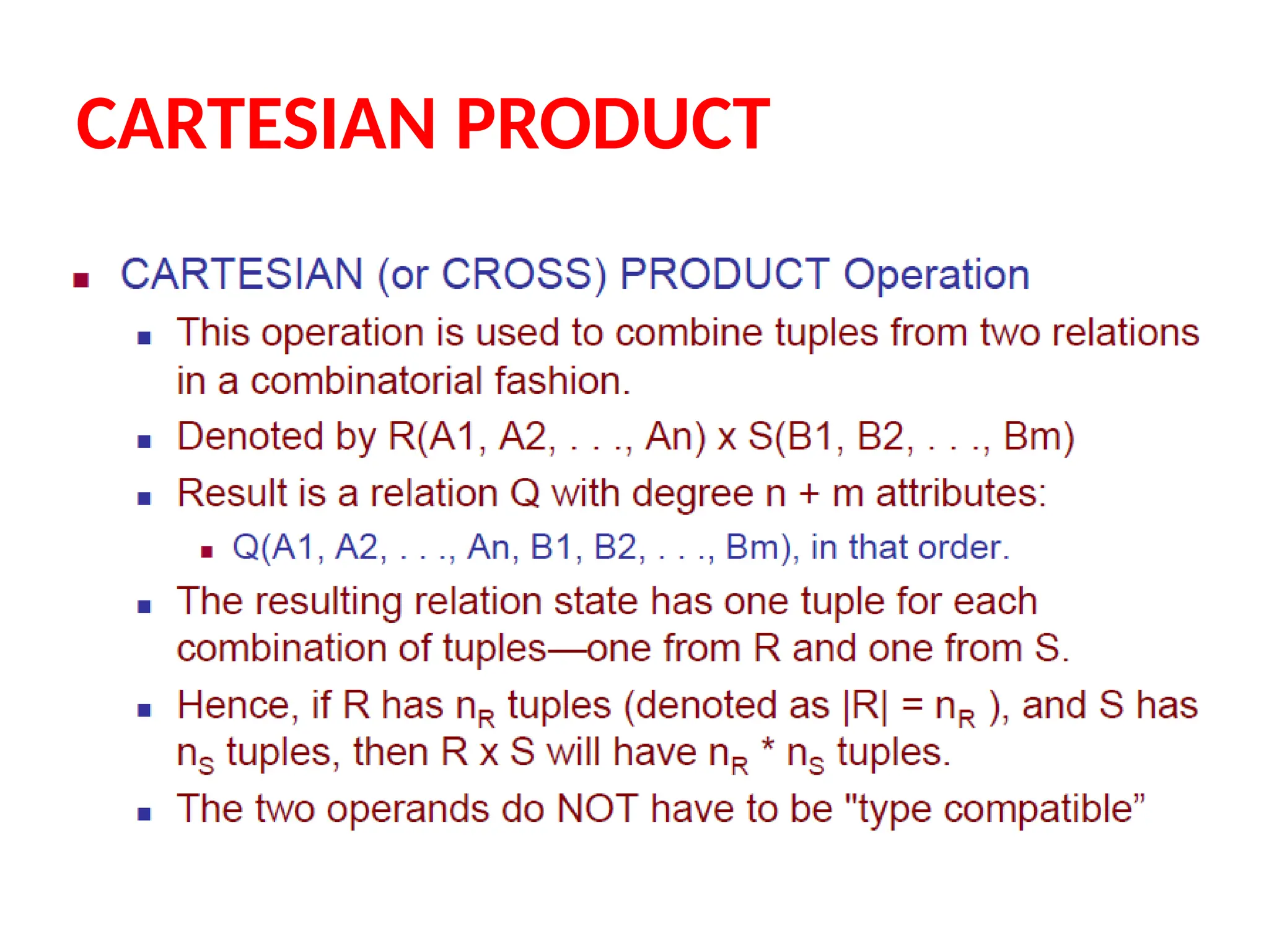 CARTESIAN PRODUCT
 