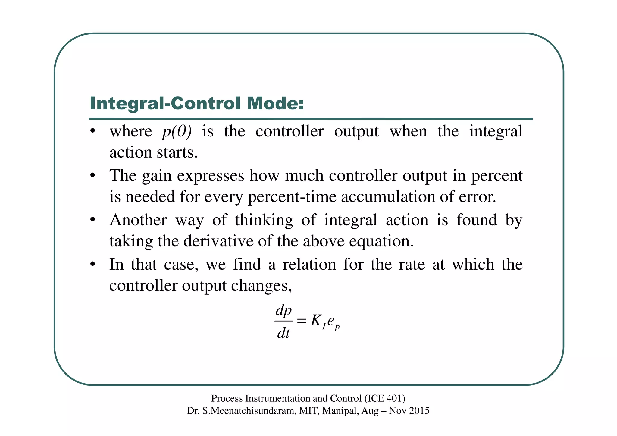 Class 17 integral and derivative control mode | PDF