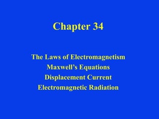 Chapter 34
The Laws of Electromagnetism
Maxwell’s Equations
Displacement Current
Electromagnetic Radiation
 