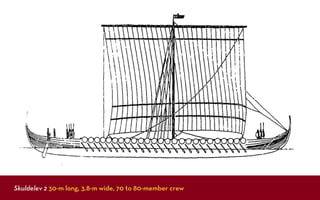 Skuldelev 2 30-m long, 3.8-m wide, 70 to 80-member crew
 