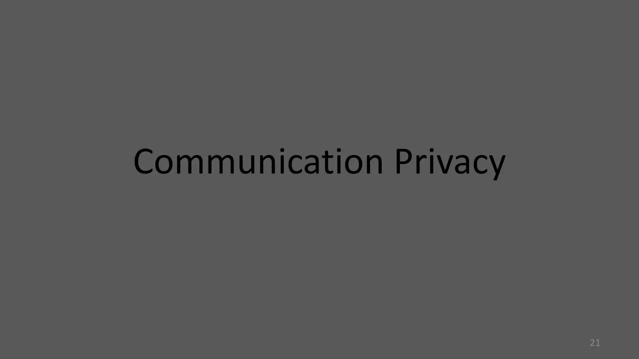 Communication Privacy
21
 