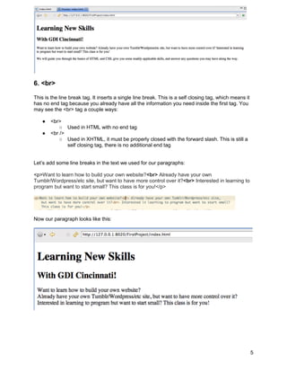 Class 1 handout (2) html exercises | PDF