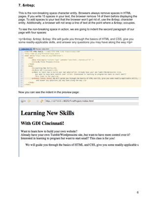 Class 1 handout (2) html exercises | PDF