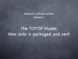 Network Infrastructure
             Session 1



     The TCP/IP Model:
How data is packaged and sent
 