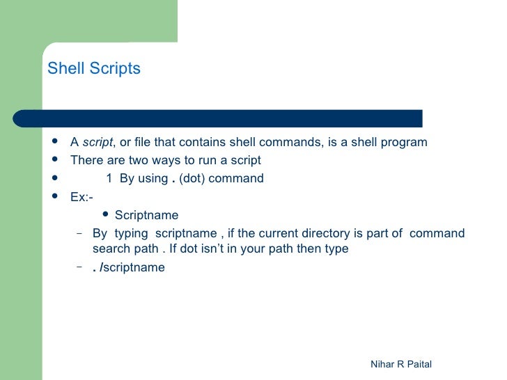 bash argument example Class1 Basic UNIX  Shell