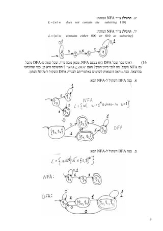 9
NFA
}110|{ substringthecontainnotdoeswwL =
NFA
}010000|{ substringasoreithercontainswwL =
DFANFADFA
NFA"" DFANFA ⊆
DFANFA
DFANFA
DFANFA
 