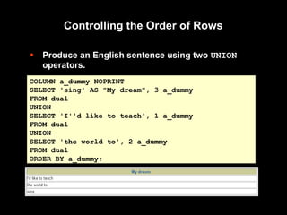 Oracle SET Operators and types Union Union all, MINUS, Intersect | PPT