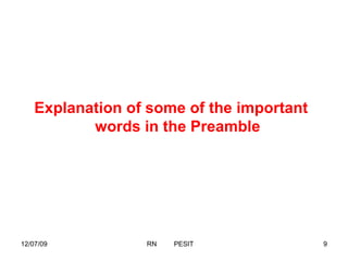 Explanation of some of the important words in the Preamble 