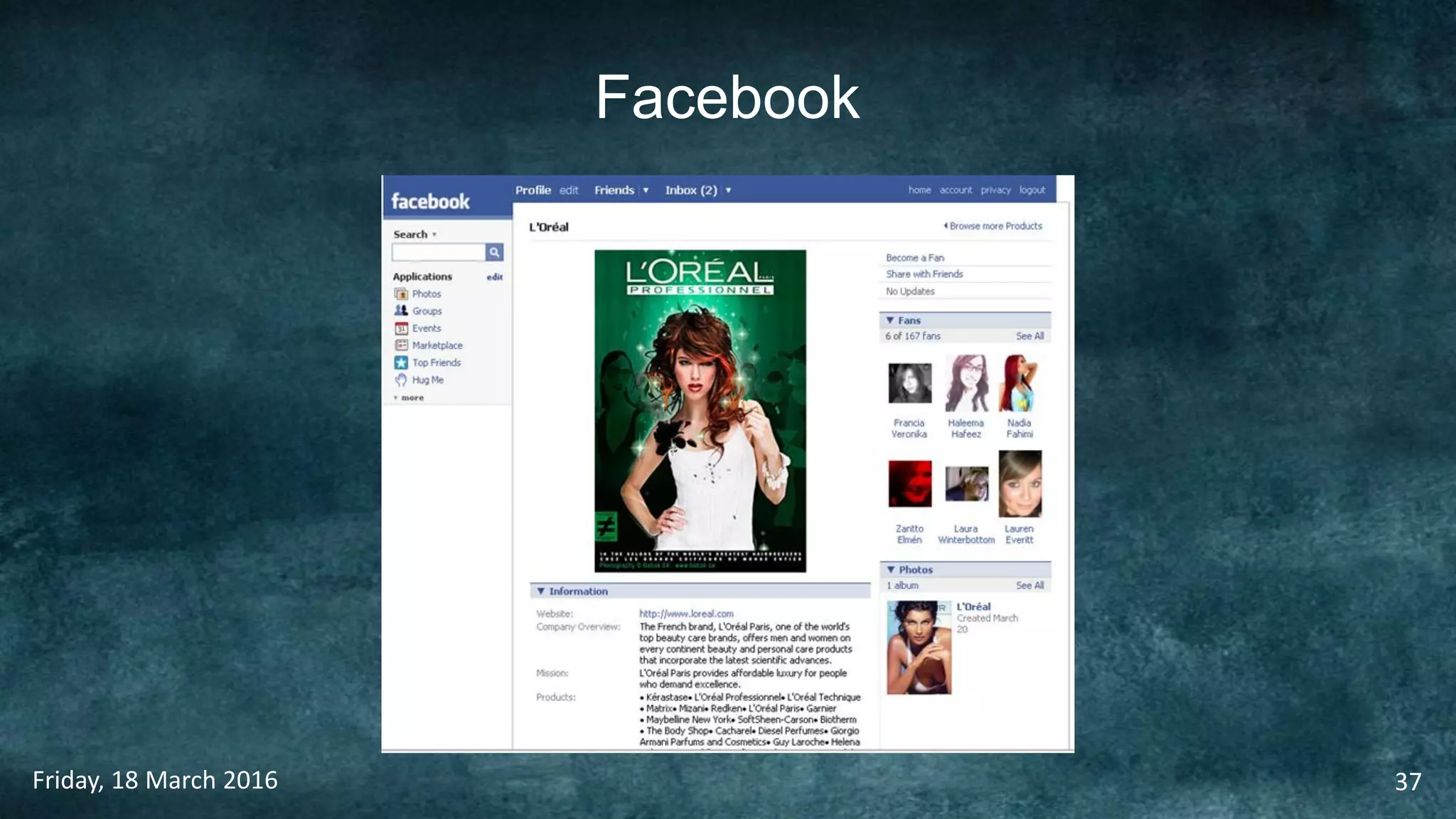 Facebook
Friday, 18 March 2016 37
 