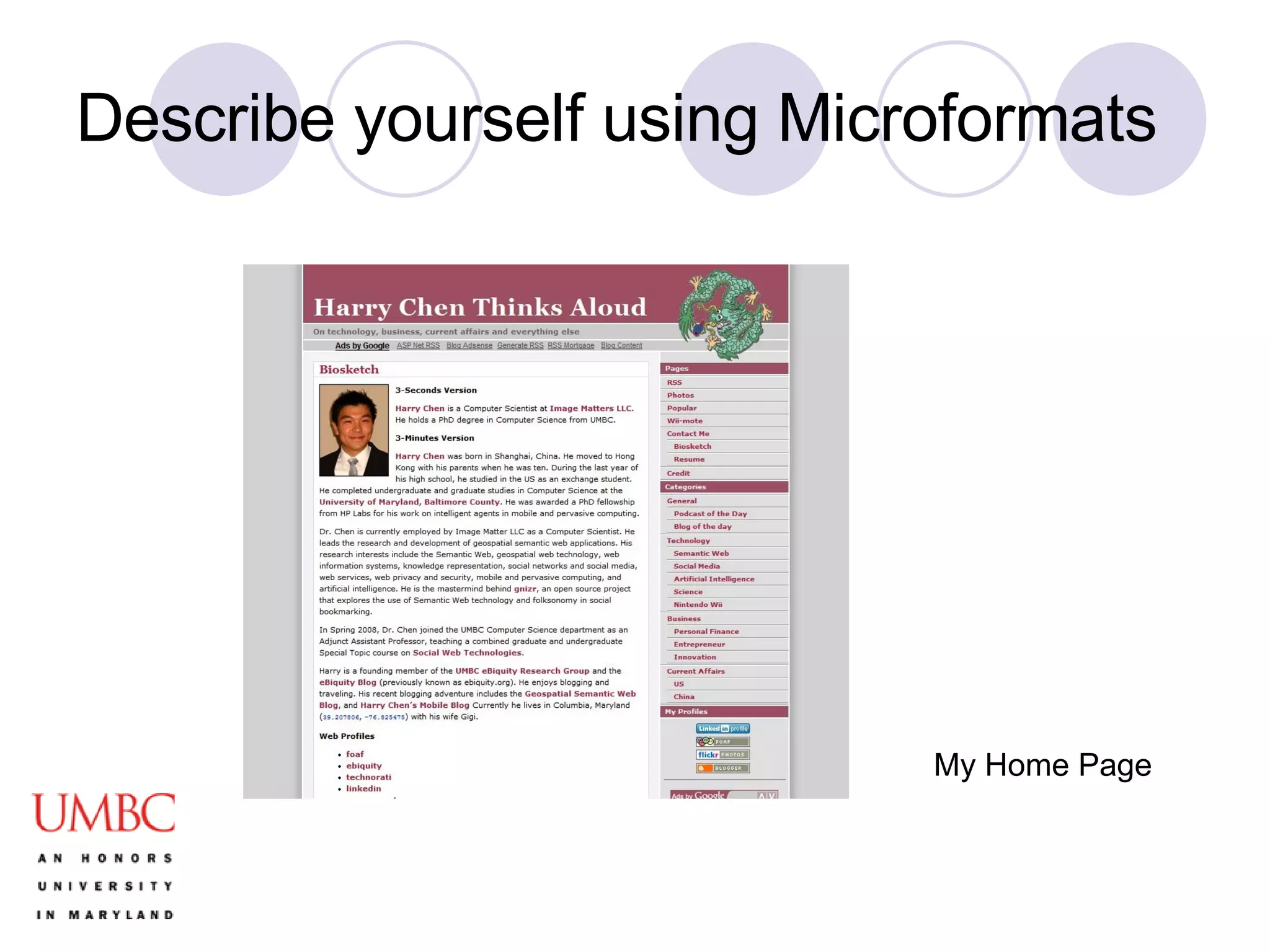 Describe yourself using Microformats My Home Page 