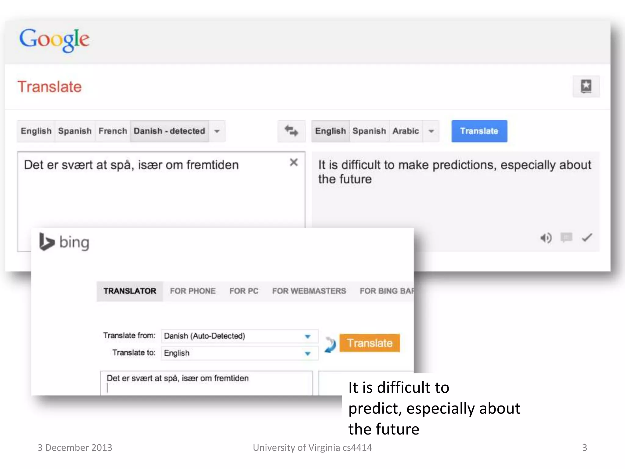 It is difficult to
predict, especially about
the future
3 December 2013

University of Virginia cs4414

3

 