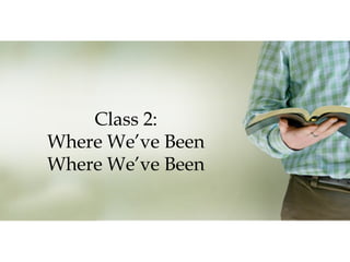 Class 2:
Where We’ve Been
Where We’ve Been
 