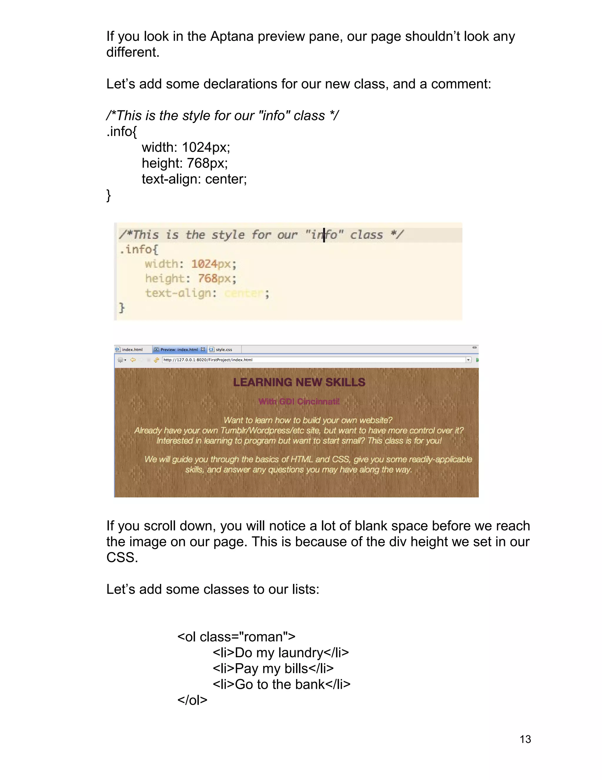Class 2 handout css exercises (2) | DOC | Web Design and HTML | Internet