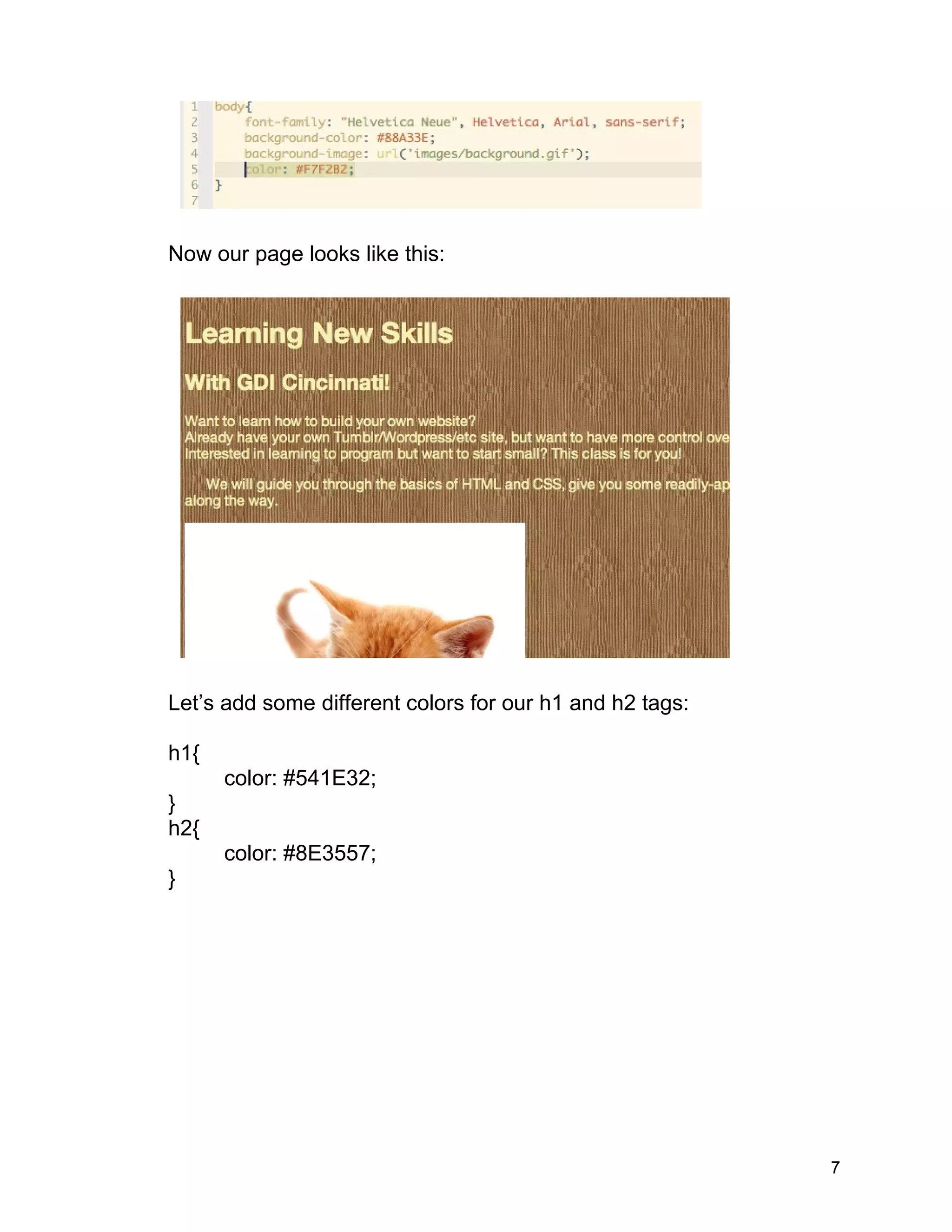 Class 2 handout css exercises (2) | DOC | Web Design and HTML | Internet