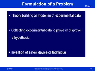 Dr. MKM School of Electrical Engineering, KIIT University 34
Formulation of a Problem Cont…
 