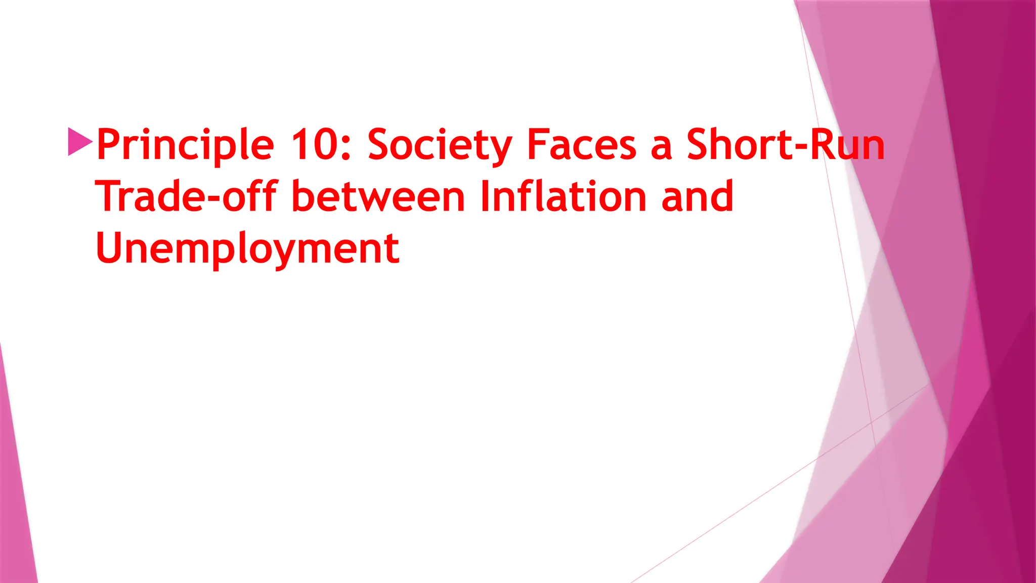 Principle 10: Society Faces a Short-Run
Trade-off between Inflation and
Unemployment
 