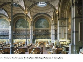 Iron Structures-Henri Labrouste, Reading Room Bibliotheque Nationale de France, Paris
 