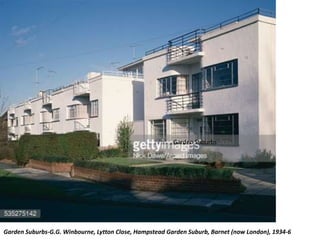 Garden Suburbs
Garden Suburbs-G.G. Winbourne, Lytton Close, Hampstead Garden Suburb, Barnet (now London), 1934-6
 