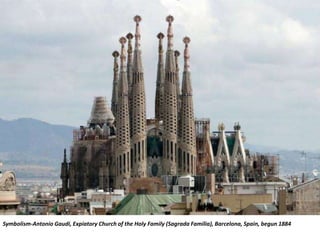 Symbolism-Antonio Gaudi, Expiatory Church of the Holy Family (Sagrada Familia), Barcelona, Spain, begun 1884
 