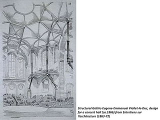 Structural Gothic-Eugene-Emmanuel Viollet-le-Duc, design
for a concert hall (ca.1866) from Entretiens sur
I’architecture (1863-72)
 