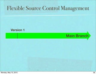 Flexible Source Control Management


           Version 1
                               Main Branch




Monday, May 10, 2010                         58
 