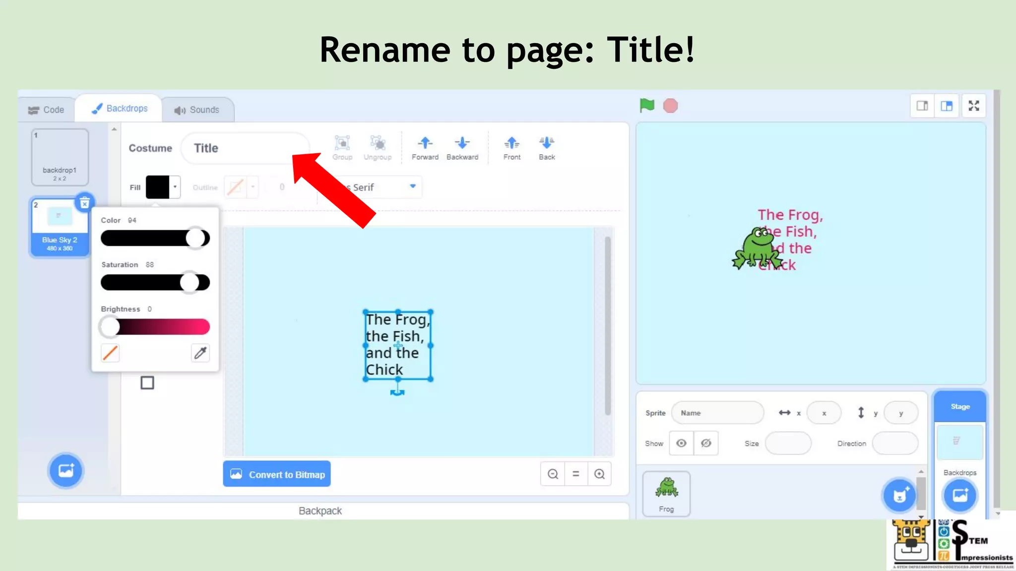 Rename to page: Title!
 