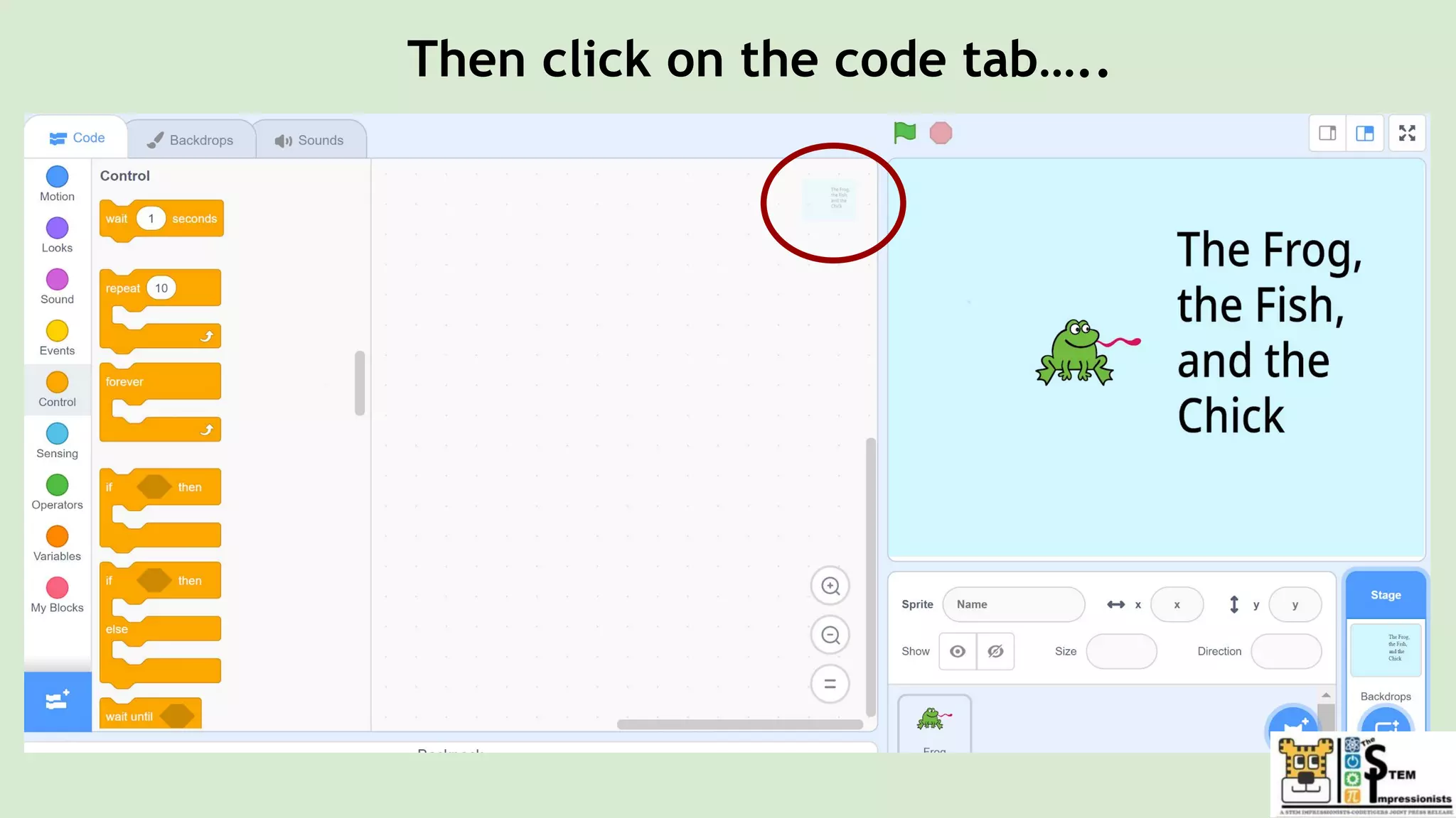 Then click on the code tab…..
 