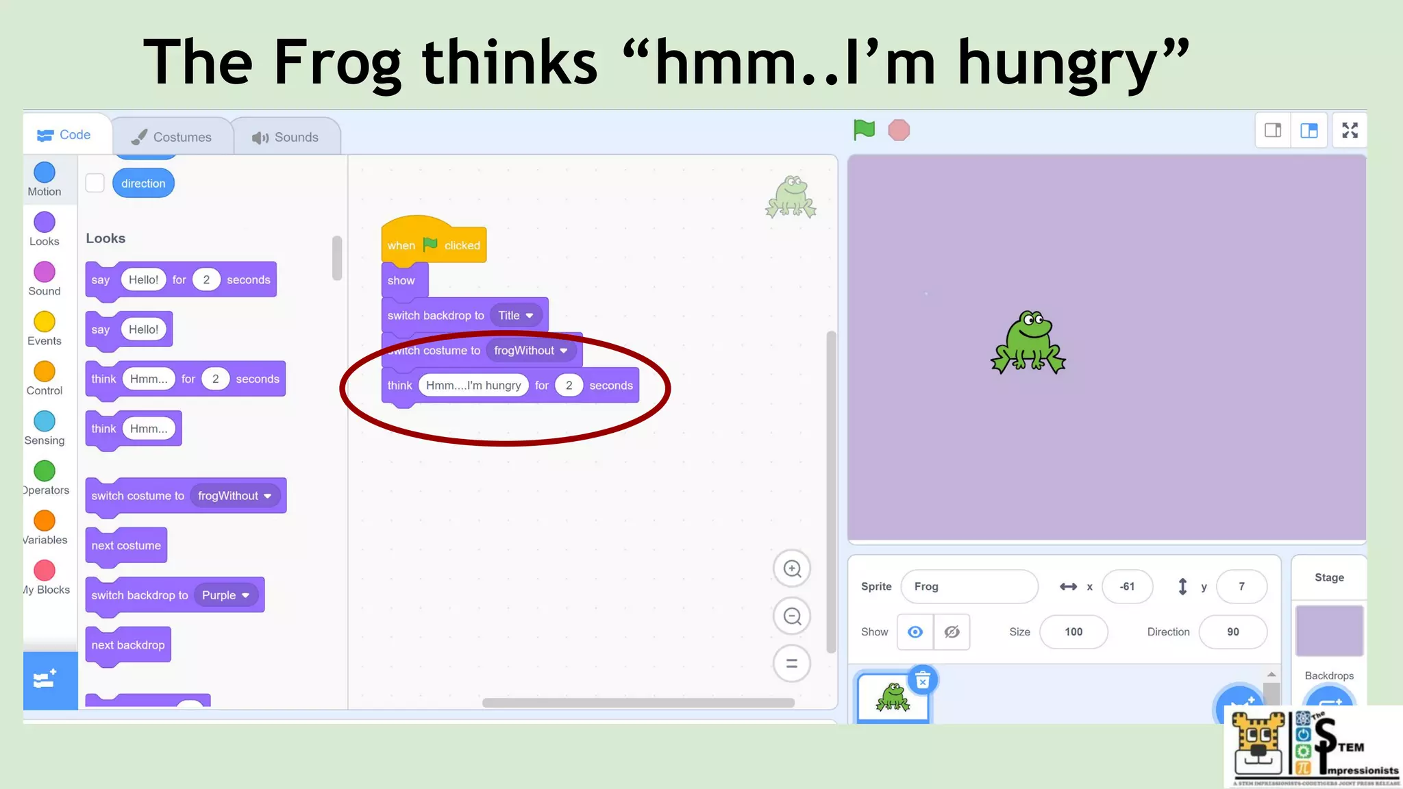 The Frog thinks “hmm..I’m hungry”
 