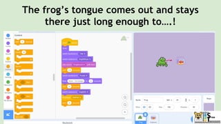 The frog’s tongue comes out and stays
there just long enough to….!
 