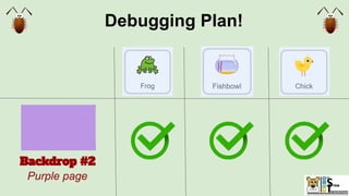 Debugging Plan!
Backdrop #2
Purple page
 