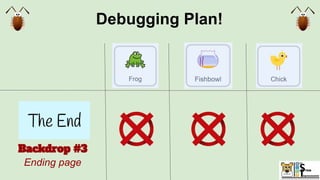 Debugging Plan!
Backdrop #3
Ending page
 