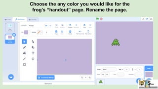 Choose the any color you would like for the
frog’s “handout” page. Rename the page.
 