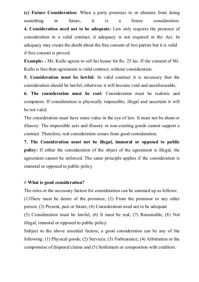 Class 3 Consideration