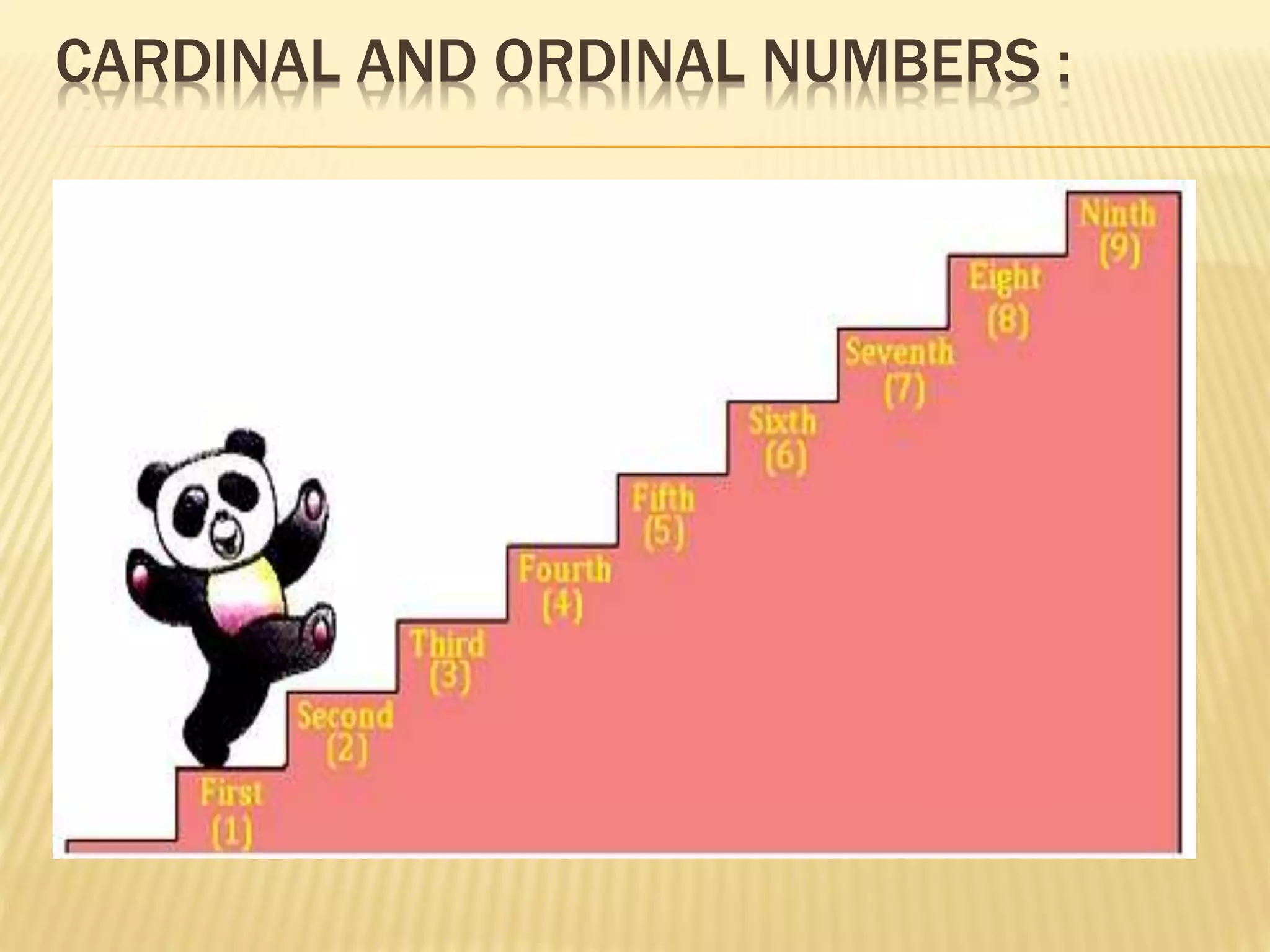 CARDINAL AND ORDINAL NUMBERS :
 