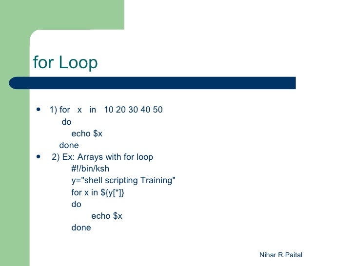 UNIX - Class3 - Programming Constructs