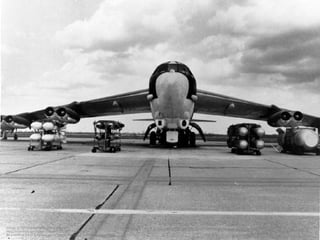 Image: B-52 Stratofortress with bombs 
http://en.wikipedia.org/wiki/File:B-52G_with_bombs.jpg 
As a work of the U.S. federal government, the image is in the public domain. 
 