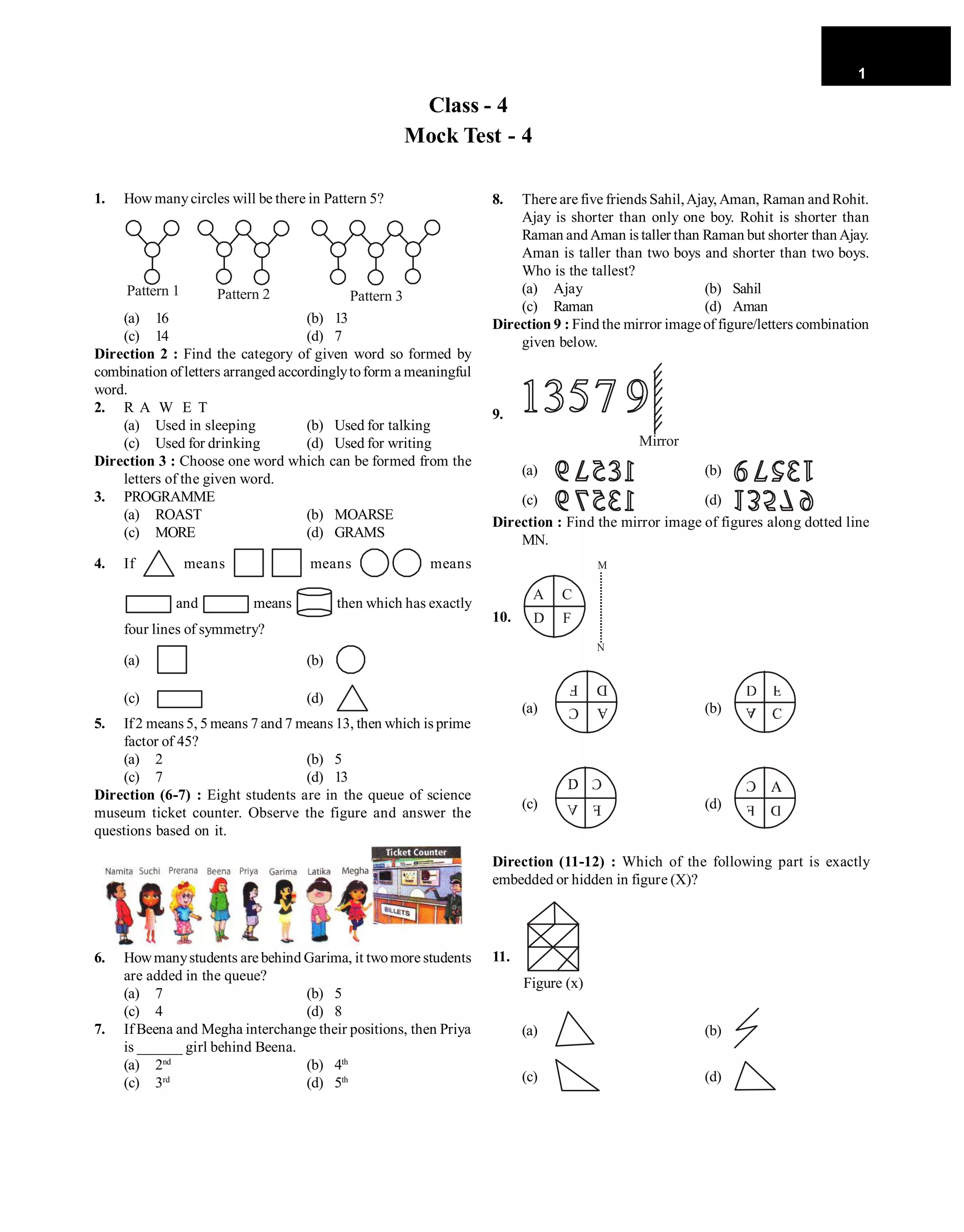 Class 4 logical reasoning | PDF | Reptiles | Pets