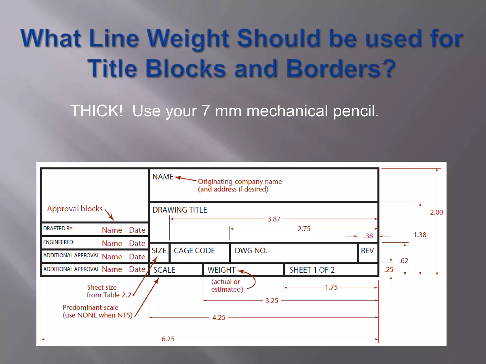 THICK! Use your 7 mm mechanical pencil.
 