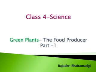 Class 4-Science
Rajashri Bhairamadgi
Green Plants- The Food Producer
Part -1
 