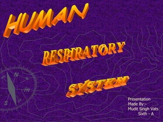 RESPIRATORY SYSTEM HUMAN Presentation Made By:-  Mudit Singh Vats  Sixth - A 