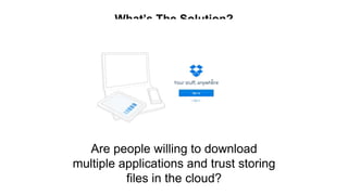 People Will Download
DropBox on Multiple Devices
People Will Trust the Service
with Important Data
People Understand How
D...