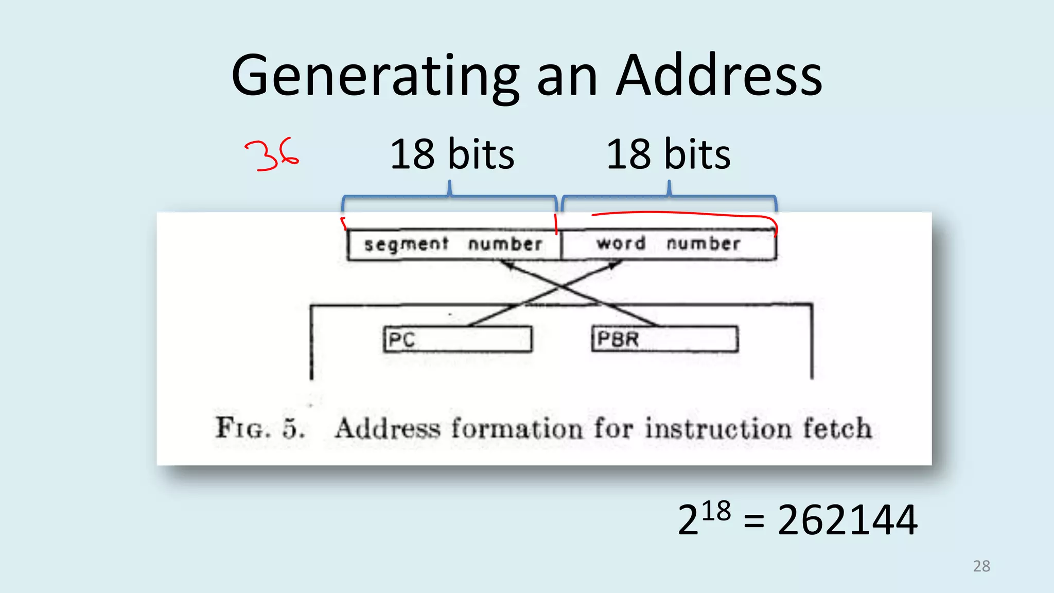Generating an Address
18 bits

18 bits

218 = 262144
28

 