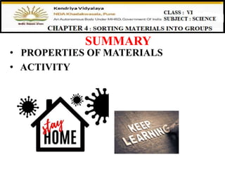 Class 6 chapter 4 Sorting materials into groups ppt 3 | PPTX