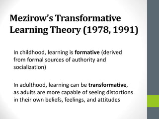 Class 6 intro to mezirow's transformative learning theory | PPTX