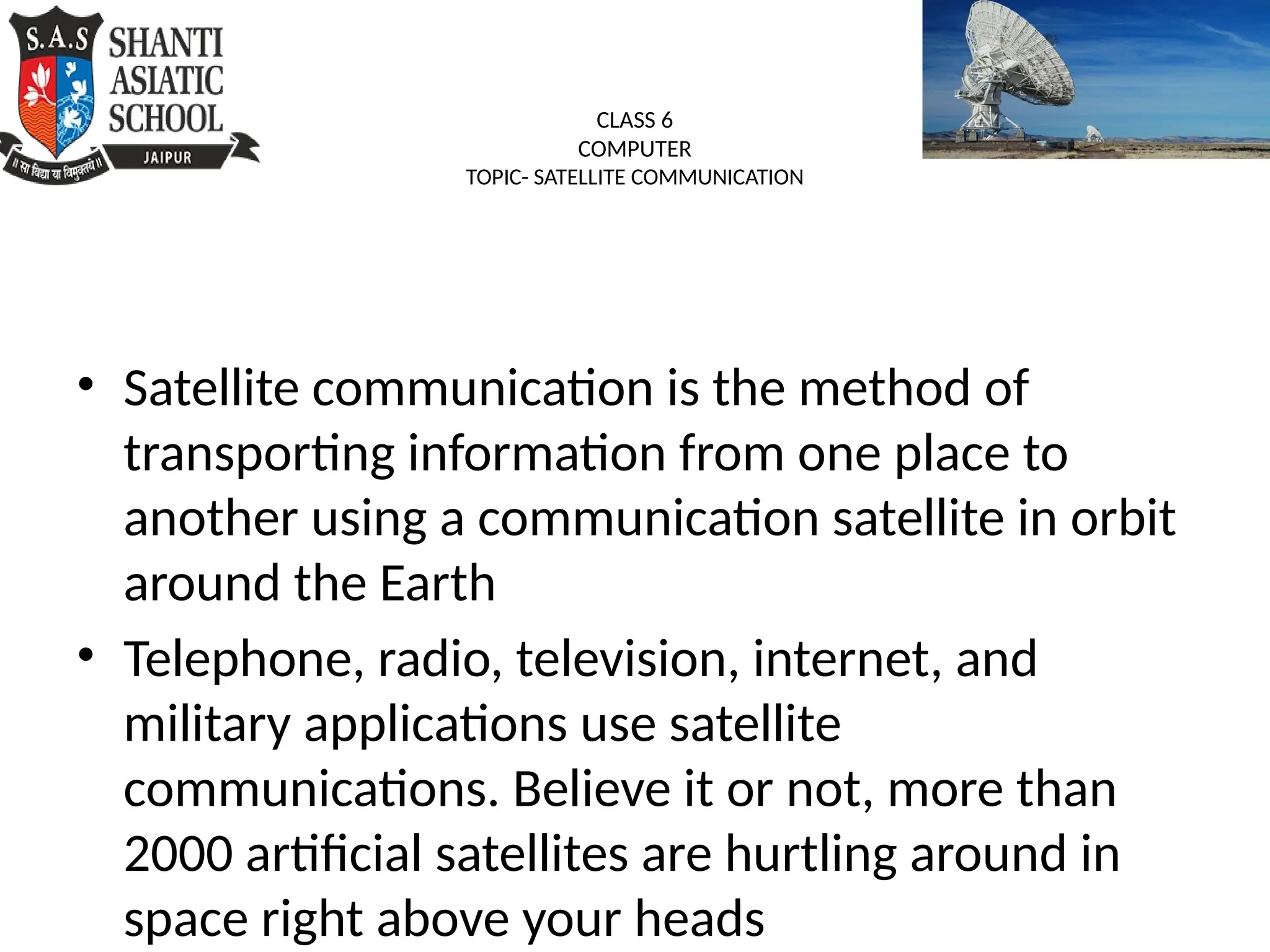 Class 6 Ppt Satellite Communication Pptx