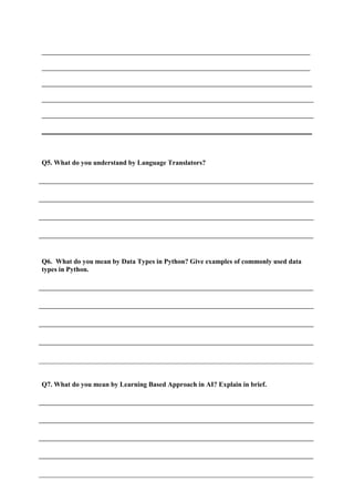 class 6 Revision Worksheet 2024-25 of class vi | PDF