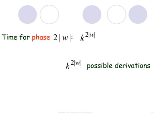 Time for phase   2 | w |:               k   2|w|



                           2|w| possible derivations
                         k




                  context free grammar and ambiguity   74
 