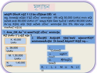 5
M. 1,30,000
UvKv
L. 38,000
UvKv
K. 40,000
UvKv
2. DÏxc‡Ki Av‡jv‡K †jb‡`bwU wjwce×Ki‡Y
wnmveweÁv‡bi †h bxwZ AbymiY Ki‡Z nq
ii. wgjKiY
bxwZi
iii. i¶YkxjZv
bxwZiN. 1,40,000
UvKv
i.
¯^Z¡vbxwZi
K. i L. ii M. iii N. ii I
iii
wb‡Pi DÏxcK n‡Z 1 I 2 bs cÖ‡kœi DËi `vI:
wg. bvwe‡ji eQ‡ii ïi“‡Z cÖvc¨ wnmv‡ei †Ri wQj 50,000 UvKv| mviv eQi
wZwb av‡i 80,000 UvKvi cY¨ weµq K‡ib Ges †µZv‡`i wbKU 90,000 UvKv
Av`vq K‡ib| eQi †k‡l wZwb cÖvc¨ wnmv‡ei Dci 5% Abv`vqx cvIbv
mwÂwZ iv‡Lb|
1. Avw_©K Ae¯’vi weeiYx‡Z cÖvc¨ wnmv‡e
KZ UvKv †`Lv‡Z n‡e ?
 