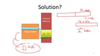 Solution?
7
Page Table
Physical
Memory
20 bits addr / 12 bits flags
Page + Offset
 