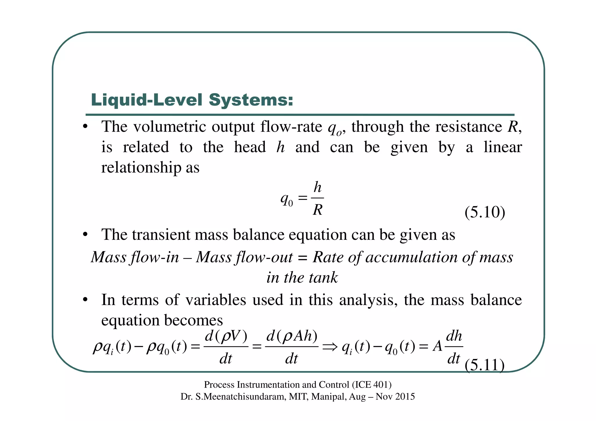 Liquid Engineering Math Class 7 mathematical modeling of liquid-level systems | PDF